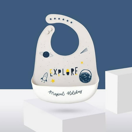 Baby Silicone Feeding Bib – Adjustable Waterproof Bib with Food Catcher Pocket Soft Toddler Bib for Baby Girl Boy Easy Clean Essential for Eating & Weaning