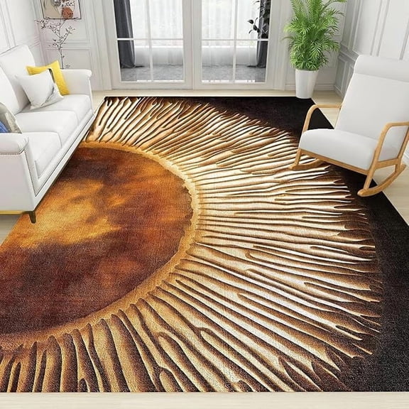 Retro Abstract Sun Area Rug, Indoor Non Slip Living Room Rug, Machine Washable Breathable Durable Carpet for Bedroom Kitchen Dining Room Home Office Decor Floor Mat 4 x 6ft