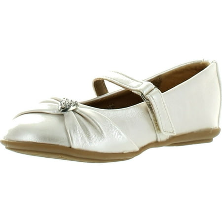 

Little Angel Girls Kammi-191D Leatherette Mary Jane Heart Pendant Ballerina Flat Ivory 6