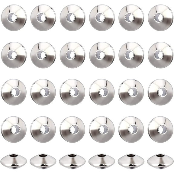 100 pc Tarnish Resistant 304 Stainless Steel Spacer Beads Metal Findings for Jewelry Making Supplies Saucer Beads Stainless Steel Color 6x3mm Hole: 1.8mm