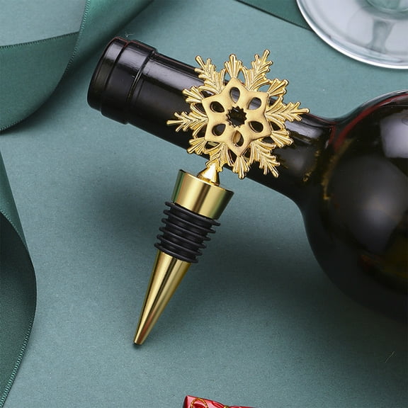 Snowflake Wine Bottle Stopper, Reusable Alloy Wine Cork for Christmas Party and Holiday Bar Gifts, Leakproof Decorative Stopper for Wine Bottles and Kitchen Party Accessories