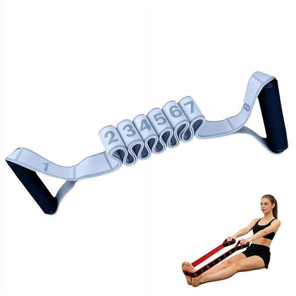 1 Pcs Numbered Resistance Band with Handles, 8-Section Adjustable Fitness Band for Stretching, Yoga, Pilates & Home Workouts, Elastic Exercise Band for Women & Men
