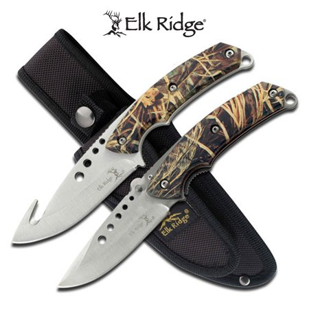 Elk Ridge - Outdoors Hunting Knife Set- 2 PC Fixed Blade and Folding