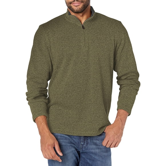Buzo de fleece con cierre de un cuarto Wrangler Authentics, verde oliva, talle pequeño