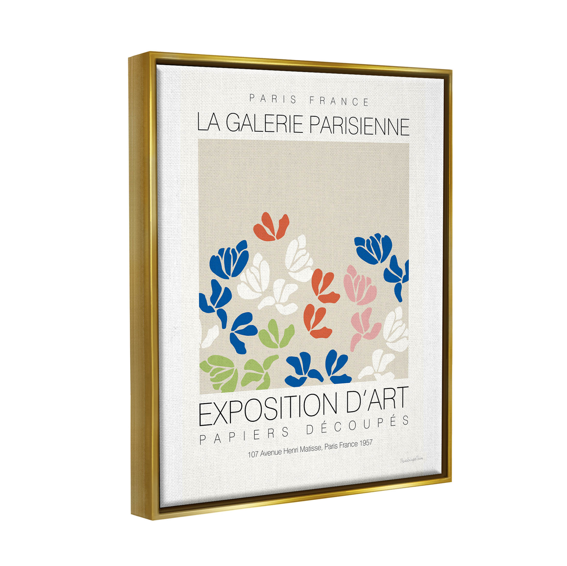 Stupell Industries Petal Silhouettes Gallery Exhibition Graphic Art Metallic Gold Floating Framed Canvas Print Wall Art, Design by Mercedes Lopez Charro