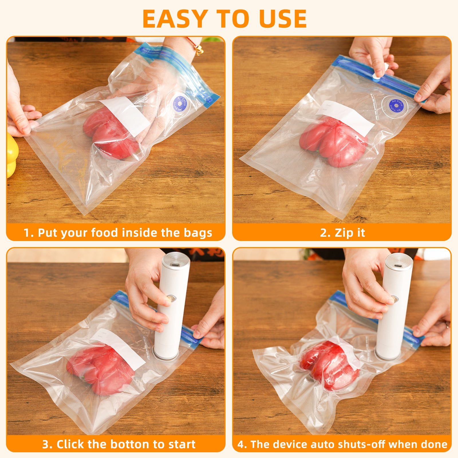 Handheld Vacuum Sealer with 5 Reusable Bags YEERSWAG Powerful Compact Vacuum Sealer for Food, Seal Meal Saver, Portable Food Sealer for Storage & Preservation, White