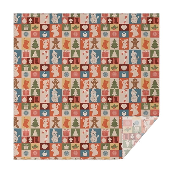 Multicolor Christmas Icon Pattern Square Tablecloth,Waterproof Square Table Cover,Wipeable Spillproof Washable Table Cover for Home Kitchen Party Decor 42"X42"(107x107cm)