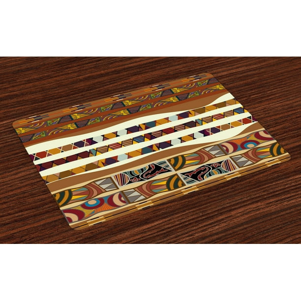 Tribal Placemats Set of 4 Traditional African Folk with Cultural