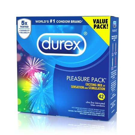 - 42 Count Value Pack Durex Pleasure Pack Assorted Natural Latex Condoms