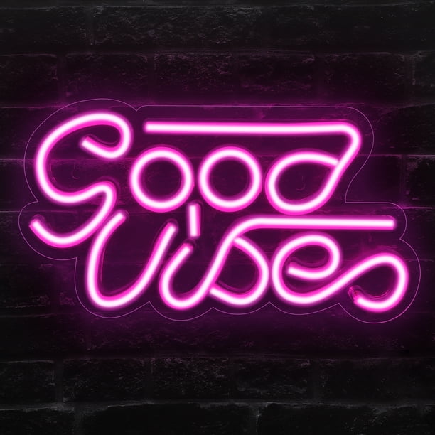 ABUKY Good Vibes Neon Sign, LED Neon Signs for Wall Decor, Neon Lights