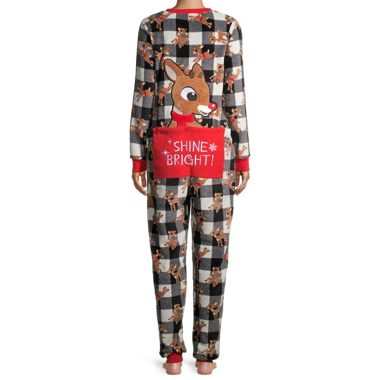 Rudolph Women s and Women s Plus Drop Seat Holiday Union Suit Walmart