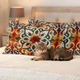 thumbnail image 3 of Burnt Orange Green Outdoor Waterproof Pillow Covers, Vintage Abstract Flowers Decorative Rectangle Throw Pillowcase Sofa Cushion Sham for Patio/Couch/Chair, 20"x12" 2 Pack, 3 of 8