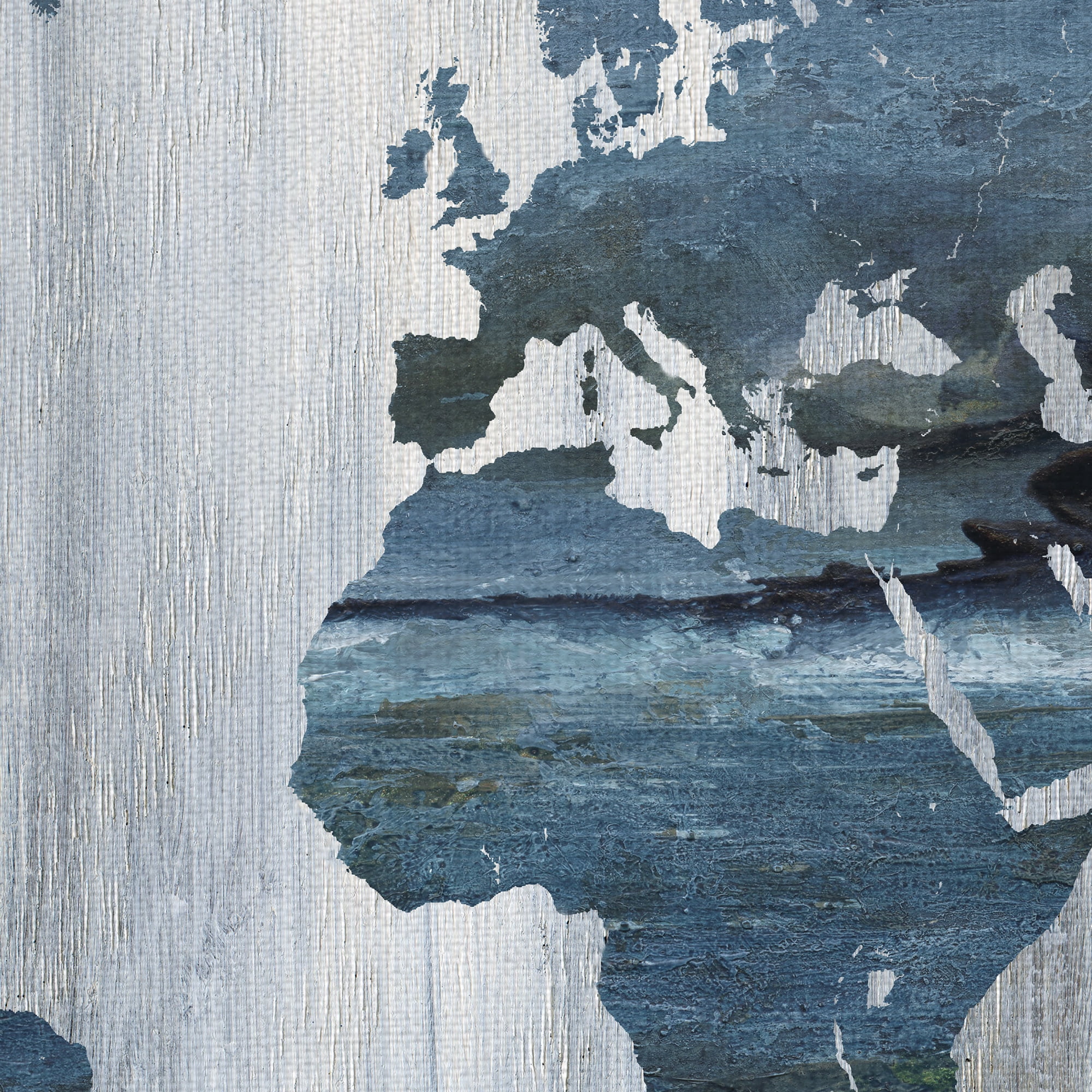 Masterpiece Art Gallery Textural World Map Blue by Nan Canvas Art Print 30" x 40"