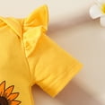 thumbnail image 6 of Xyant Newborn Baby Girl Clothes Sunflower Outfit Ruffle Short Sleeve Romper Floral Shorts Set Infant Summer Clothes (Yellow,12-18 Months), 6 of 7