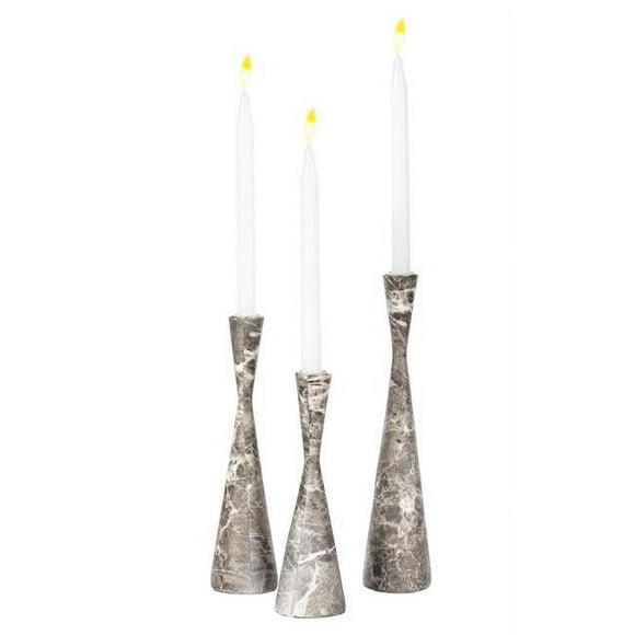 Fabulaxe QI004063.GY.3 2 x 10 Po Décoratif Résine Cône Marbre Design Moderne Chandeliers&44; Gris - Lot de 3