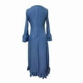 thumbnail image 3 of ZOELNIC Women's Boho Western Cowgirl Dress Deep V Neck Long Sleeve Maxi Dress with Ruffles & Asymmetrical Hem, Vintage Party Club Outfit, 3 of 4