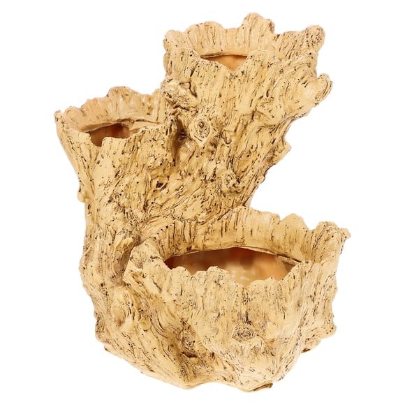 Resin Simulation Tree Root Flower Pot Desktop Planter Bonsai Container Home Living Room Decor Yellow