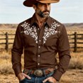 thumbnail image 2 of xfsWaSs Men's Western Cowboy Shirt Vintage Print Long Sleeve Shirts Slim Fit Casual Button Down Shirts Oktoberfest Festival Outfit Fashion Party Tops, 2 of 4