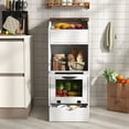 thumbnail image 3 of JOIVI Potato Storage Wood Bin, Wooden Bread Storage Bins with Removable Drawer & 2 Doors, 16'' Onion Organizer with Grocery Section, Vegetable Organization Cabinet for Kitchen, White, 3 of 9