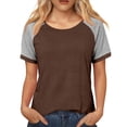 thumbnail image 2 of WULMLEO Women's Casual Color Block T-Shirt Raglan Sleeve Crew Neck Tops Lightweight Summer Top for Beach Trips Errands Coffee S, 2 of 6