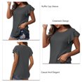 thumbnail image 4 of Blusa De Manga Corta Con Volantes Moda Casual Elegante Cuello Redondo Volantes Manga Corta Camiseta De Verano Gris Oscuro XL, 4 of 5