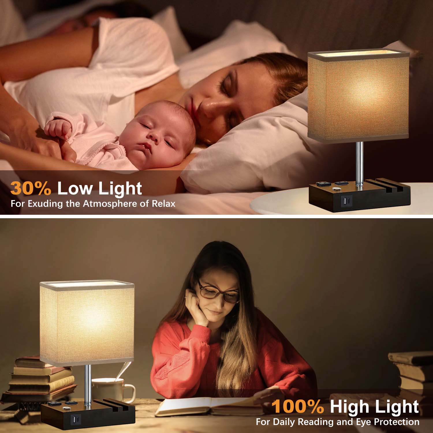 GVDV Home Bedside Lamp with USB Charging Ports photo 5