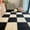 Khaki+black, variant on 10PCS Fluffy Plush Interlocking Foam Mat Tiles, 12"x12" Thick Padded Playroom Carpet with Border, Play Mat Floor Tiles Thick Padded Squares Foam Tiles for Decor