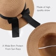 thumbnail image 5 of Sombrero de paja para mujer, para niñas pequeñas, gorra de playa de verano, visera plegable, sombreros de ala ancha con lazo, 5 of 5