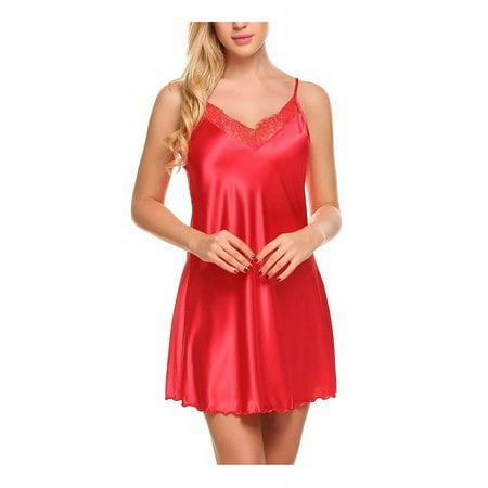 Viworld Women s Sexy Lace Satin Lingerie Sleepwear Night Gown Babydoll Nightie Dress