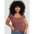 thumbnail image 5 of Womens Basic Scoop Neck Short Sleeve T Shirt Slim Fit Tee Summer Going Out Crop Tops Tight Sexy Shirts, 5 of 6