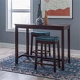 thumbnail image 2 of Pemberly Row Wood 3 Piece Counter Dining Set Blue Faux Leather in Brown Stain, 2 of 11