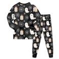 thumbnail image 5 of NOEGOEU Toddler Halloween Pajamas Kids Boys Girls Long Sleeve Top and Pants Sleepwear Set (Beige,5-6 Years), 5 of 8