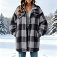 thumbnail image 7 of cocolona Oversized Plaid Jacket for Women Lapel Long Sleeve Button Down Overcoat Casual Fleece Winter Warm Outerwear, 7 of 7