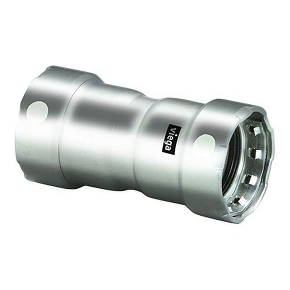 Viega 95290 0.75 in. MegaPress Stainless Steel 304 Coupling with Stop Double Press Connection & Smart Connect Technology