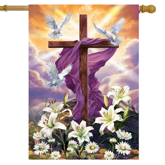 Briarwood Lane Sunrise Easter Cross House Flag