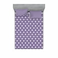 thumbnail image 2 of Ambesonne Geometric Fitted Sheet & Pillow Sham Set, 4 Leaf Clovers Motif, Twin, Lilac Dark Violet, 2 of 3