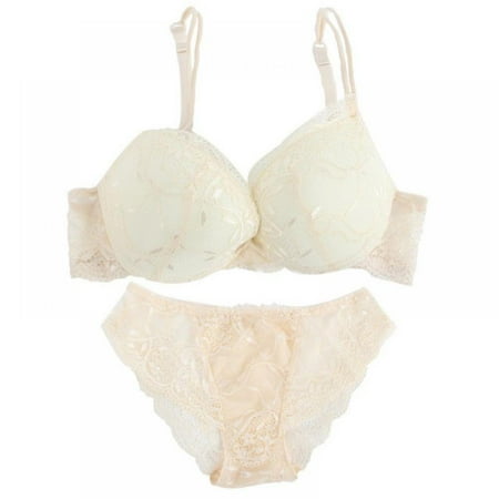 FNNMNNR Woman Lace Floral Push Up Bra Set Hollow Sweet Transparent Underwear Lingerie Sets