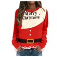 thumbnail image 3 of WEAIXIMIUNG Robe Chandail en Molleton Manches Courtes Femme Velours Chandail en Molleton de Noël Mignon Col Rond Chandail avec Imprimé Mode Vacances Sans Capuche, 3 of 7