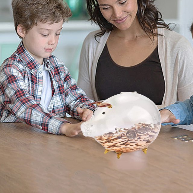 Adorable Pig Bank Large Capacity Transparent Glass Pig Bank For Home Decoration For Adults And Kids Pot Belly Bear Bank 55 Steps Swank Keep The Change Jar Savings Jar with Code Cat Bank for Kids Stuff