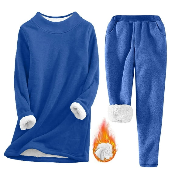 BONIXOOM Pajamas For Women Matching Christmas Pajamas Sleepwear None Long Sleeve Sleep Tops Solid Blue XXL