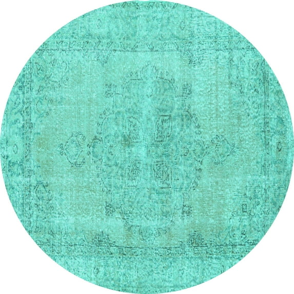 Ahgly Company Indoor Round Persian Turquoise Blue Traditional Area Rugs, 6' Round