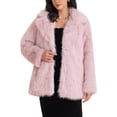 thumbnail image 1 of Abrigo de piel sintética para mujer INSPIRE CHIC, abrigo exterior de invierno con mangas largas y solapa, color rosa, 1 of 6