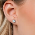 thumbnail image 3 of Gem Stone King 14K White Gold Sky Blue Aquamarine 3 Prong Martini Screw Back Stud Earrings for Women Men (1.50 Cttw, Gemstone March Birthstone, Round 6MM), 3 of 6