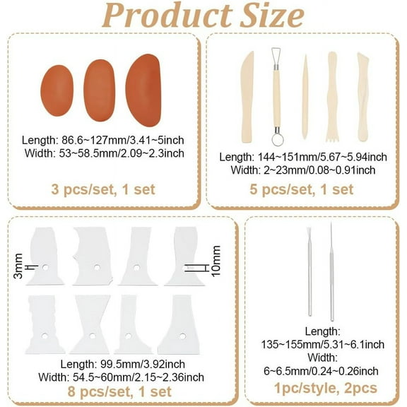8Pcs Profile Rib Bundle Pottery Shaper Tool (Equipped with 5pcs Clay Knife Tools 3Pcs Oval DIY Silicone Molds 2Pcs Clay Sculpture Needle Tool)