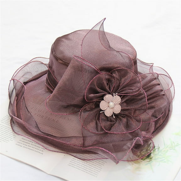 Tittly Sun Hats Beach Hats Bridal Women's Hat Wedding Tea Fascinator Caps Wide Brim Hats Hats for Women Grey One Size