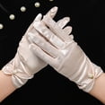 thumbnail image 3 of Honrane Vintage Style Gloves Vintage Satin Bride Gloves with Pleated Cuffs Elegant Wedding Gloves for Women, 3 of 8