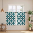 thumbnail image 2 of Abstract Geometric Tier Curtains 54 Inch Length, Vintage Rhombus Circle Texture Green Cafe Short Curtains for Bathroom Over Sink, Small Kitchen Curtain Light Filtering Drapes 2 Panels 27.5"Wx54"L, 2 of 8