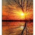 thumbnail image 3 of Autumn Duvet Cover Set, Leafless Tree in Fall on Sunset Backdrop Horizon with Water Reflection Panorama, Decorative 3 Piece Bedding Set with 2 Pillow Shams, Queen Size, Orange Black, by Ambesonne, 3 of 3