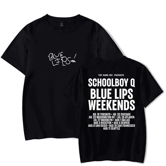 Schoolboy Q Blue Lips Weekends Merch Short Sleeve T-shirt Unisex Fashion Crew Neck Top