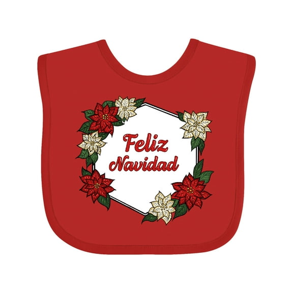 Inktastic Feliz Navidad Poinsettia Boys or Girls Baby Bib